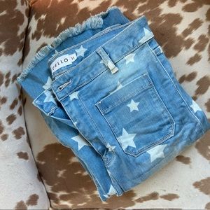 COPY - Flare star print front pocket jeans